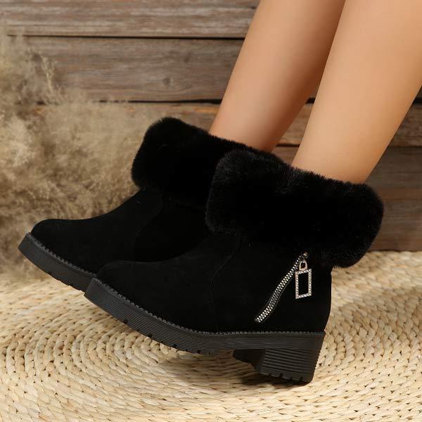 Women's Faux Fur-Cuffed Plush-Lined Cotton Boots 26467843C