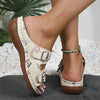 Women's Ethnic Flower Belt Buckle Wedge Sandals 83116697S