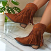 Women's Retro Suede Tassel Ankle Boots 03577072C