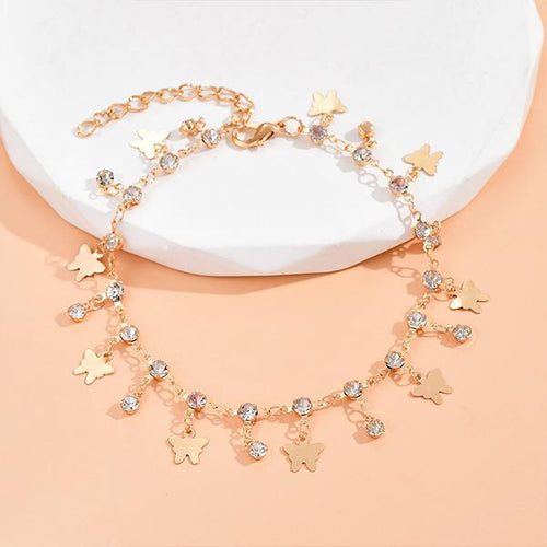 Vintage Beach Diamond Butterfly Pendant Anklet 33097170C