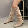 Women's Vintage Suede Stacked-Heel Rider Boots 05733777C