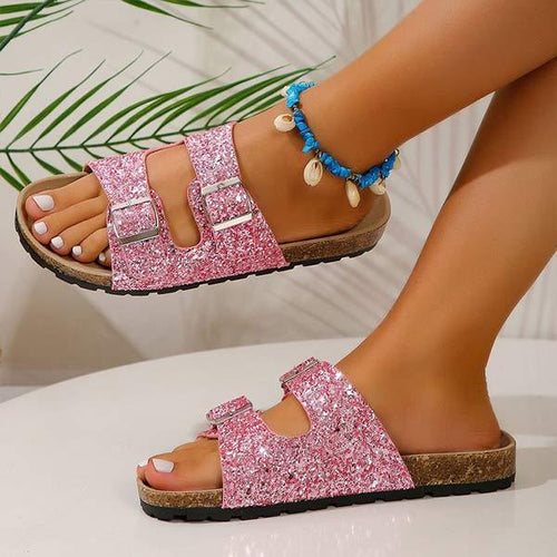 Women's Glitter Single-Band Buckle Slides 05068442C