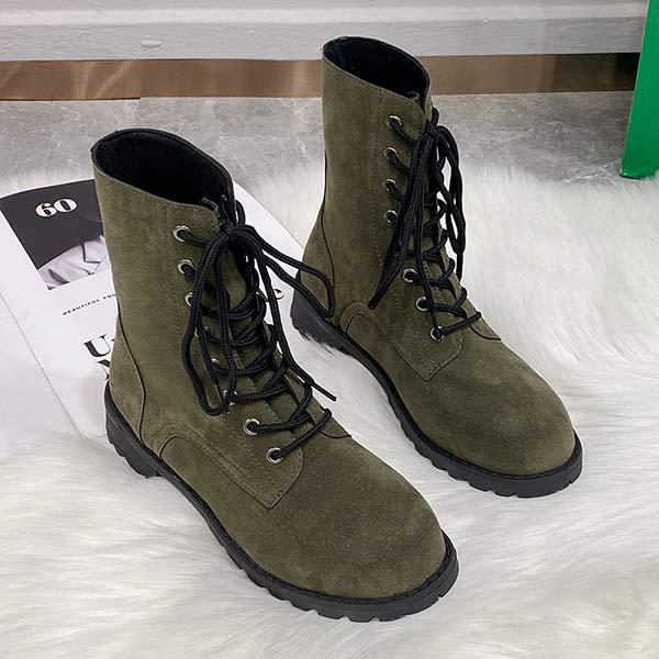 Women's Lace-Up Fur-Lined Warm Combat Boots 89736583C