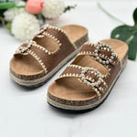 Women's Elegant Thick Soled Slippers with Double Pearl Buckle 65793069S
