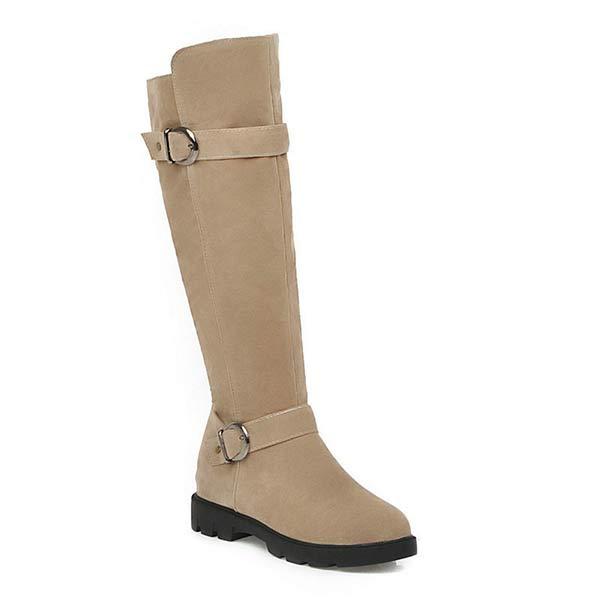 Women's Flat Buckle-Strap Knee-High Boots 35363104C