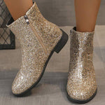 Women's Sequin Block-Heel Side-Zip Martin Boots 96538787C