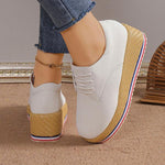 Women's Casual Simple Lace-Up Wedge Platform Shoes 41786968S