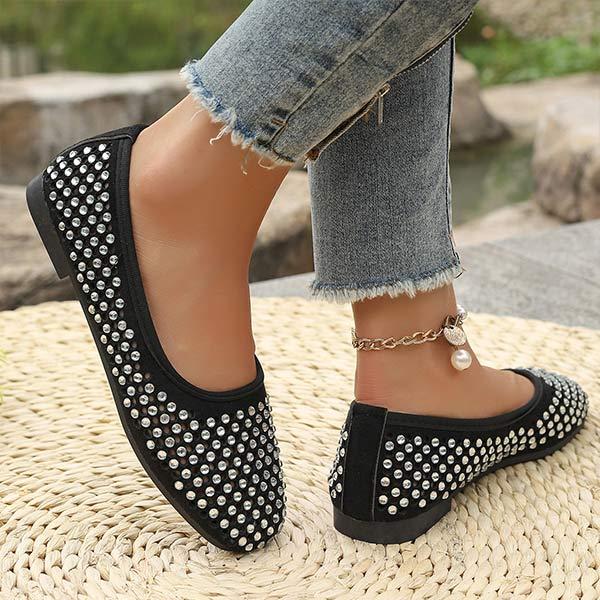 Women's Rhinestone Decorated Flat Casual Shoes 88192313C