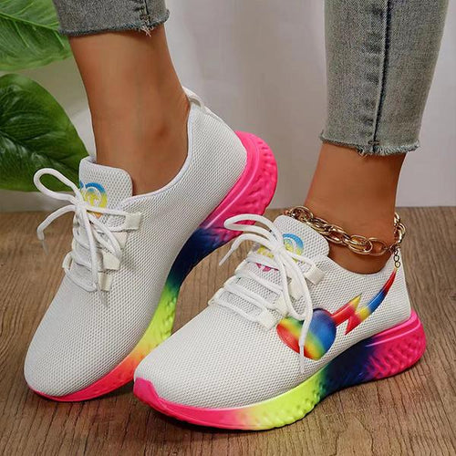 Women's Rainbow Love Knit Gradient Fly Knit Sneakers 50548406S