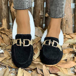 Women's Round-Toe Suede Slip-On Fleece-Lined Flats 66879492C