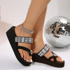 Women's Rhinestone Wedge Thick-soled Fish Mouth Fashion Slippers 64948813C