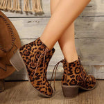 Women's Leopard Print Side Tie Fashion Boots 51467173C