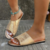 Women's Stylish Casual Flat Snake Print Beach Slippers 49980251S
