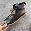 Women's Front Lace-Up Retro Ankle Boots with Side Zipper 54785192C