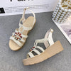 Women's Bohemian Beaded Wedge Braided Sandals 04034719S