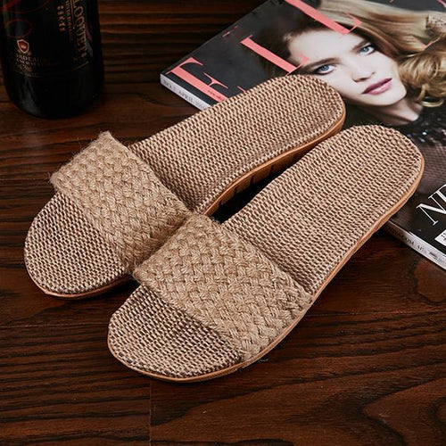 Women's Linen Lightweight Flat Slippers 75228086C