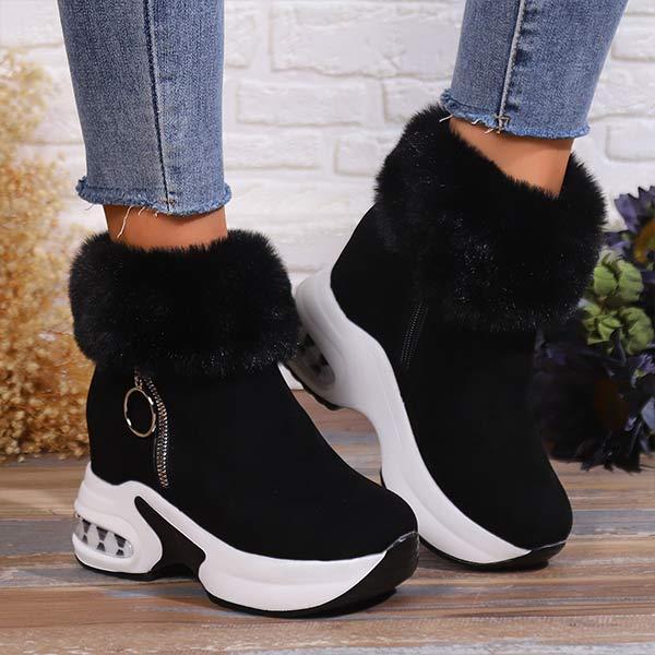 Women's Thick-Soled Fleece-Lined Snow Boots with Chunky Platform Sole 85848868C