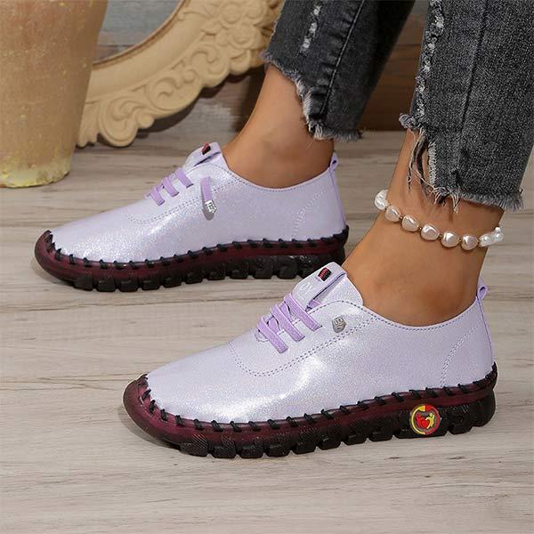 Women's Comfortable Flat Lace-Up Shoes with Gum Rubber Sole 63532971C