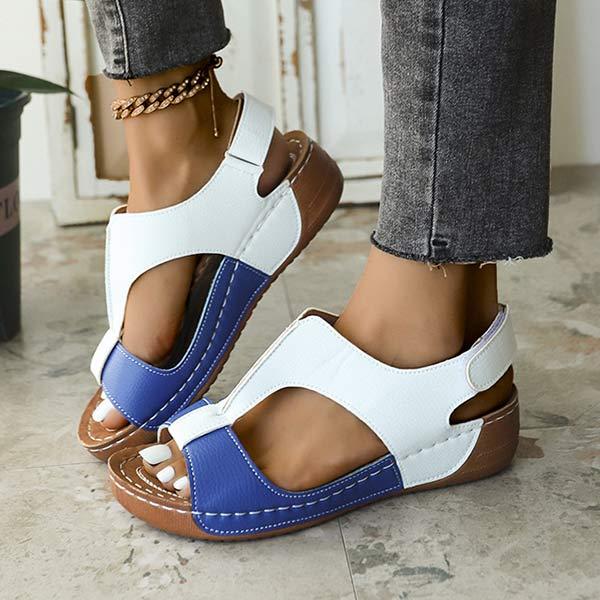 Women's Stitching Velcro Wedge Platform Sandals 92197225C