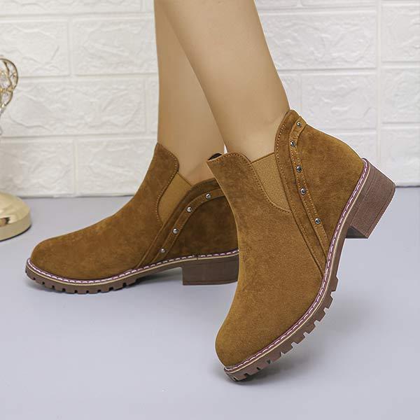 Women's Vintage Suede Chunky Heel Ankle Boots 10446229C