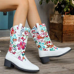 Women's Vintage Embroidered Floral Mid-Calf Boots 62932559C