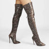 Women's Snake-Print Over-the-Knee Stiletto Boots with Back Zipper 96080466C