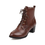 Women's Chunky Heel Lace-Up Combat Boots 44628562C