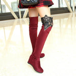 Women's Casual Lace Wedge Over the Knee Boots 98135549S