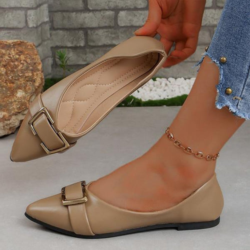 Women's Fashionable Metal Buckle Pointed Toe Flat Shoes 48064285S