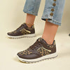 Women's Flat Leopard Print Lace-Up Casual Sneakers 22195217C