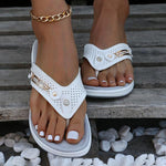 Women's Casual Chain Decorated Wedge Flip Flops 63063722C