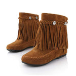 Women's Low-Heel Casual Fringed Boots 27599957C