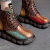 Women's Rainbow Vintage Platform Lace-Up Ankle Boots 24019033C