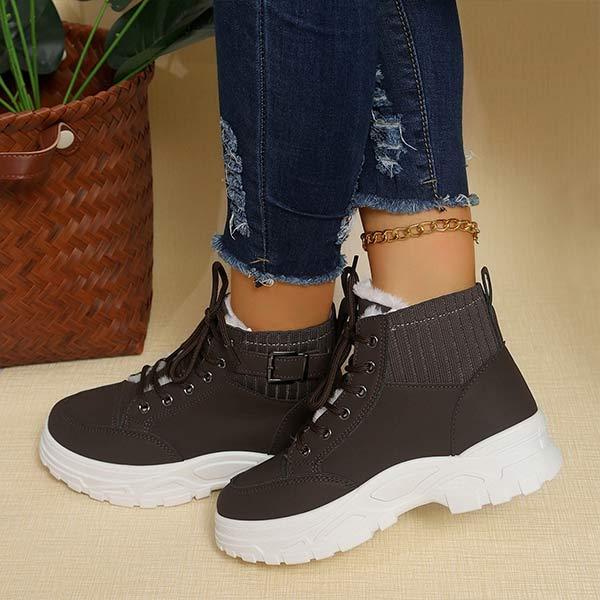 Women's High-Top Fleece-Lined Warm Winter Sneakers 28060122C