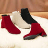 Women's Side-Zip Square Heel Mid-Heel Warm Short Boots 34451551C