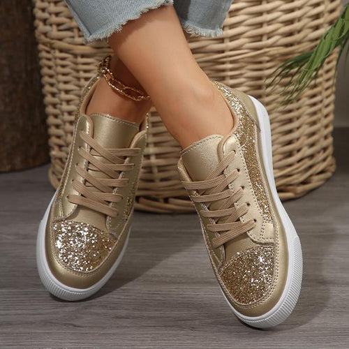 Women's Fashion Sequin Lace-Up Casual Shoes 18257705S