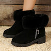 Women's Faux Fur-Cuffed Plush-Lined Cotton Boots 26467843C