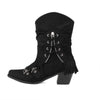 Women's Mid-Calf Fringe Buckle Boots 35308235C