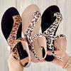 Women's Peep Toe Leopard Print Flat Casual Sandals 69233442C