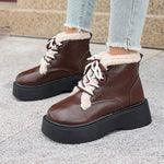 Women's Lace-Up Warm Fur-Edge Short Boots 69847241C