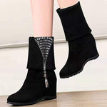 Women's Rhinestone Wedge Foldable Two-Way Fashion Boots 69839568C