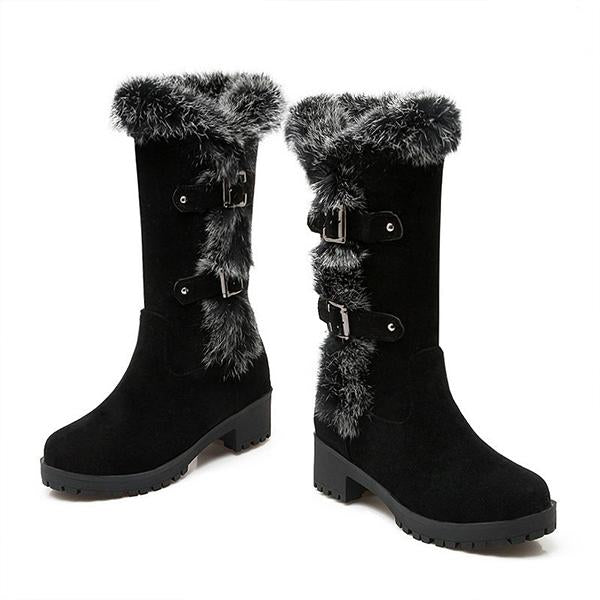 Women's Casual Plush Buckle Platform Snow Boots 96015829S