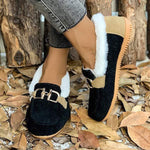 Women's Round-Toe Suede Slip-On Fleece-Lined Flats 66879492C