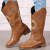 Women's Vintage Embroidered Chunky Heel Long Boots 54607670C