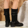 Women's PU Patchwork Denim Lace-Up Knee-High Boots 79900021C