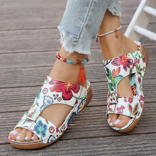 Women's Thick-Soled Belt Buckle Wedge Sandals 37058295C