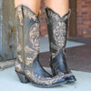 Women's Skull Embroidered Chunky Heel High Shaft Boots 77423871C