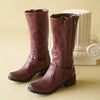 Women's Buckle Strap Side Zipper Block Heel Knee-High Boots 35927786C