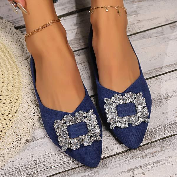 Women's Buckle Rhinestone Pointed Toe Pumps 60096403C