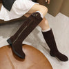 Women's Fashion Suede Tassel Buckle Knee-High Boots 96780666S